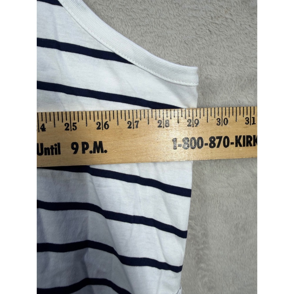 Torrid Peplum Tank Top Women 5 White Navy Striped Sleeveless Ruffle Hem Tank - Picture 4 of 8